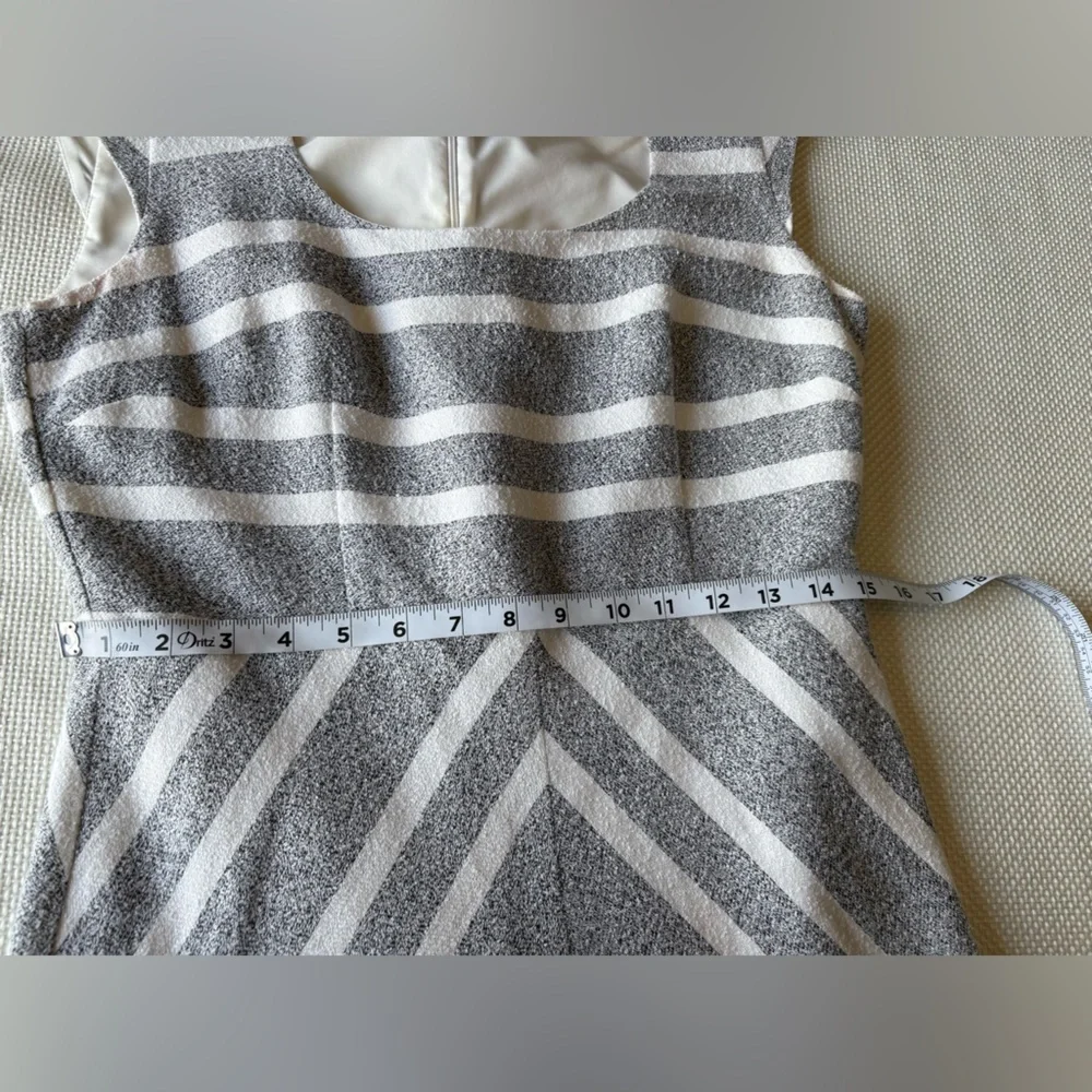 Ann Taylor Size 6 Cap Sleeve Dress Black White Stripe Cotton Blend Lined